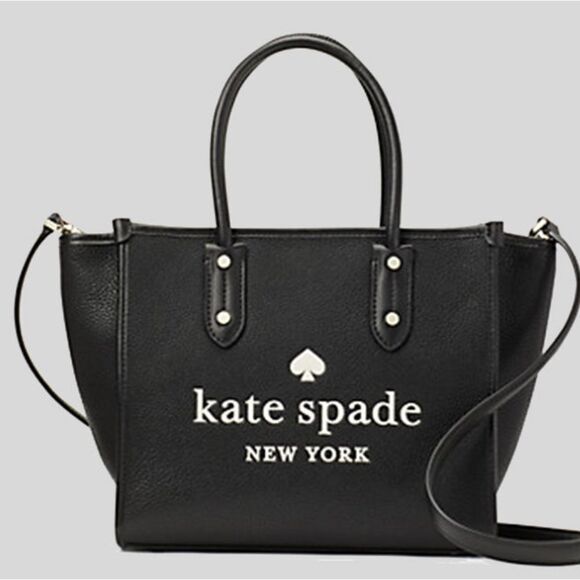 Kate Spade Logo Black Pebbled Leather Tote - Picture 3 of 10